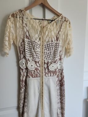 Anthropology Byron Lars Ivory Lace Overlay Dress